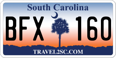 SC license plate BFX160