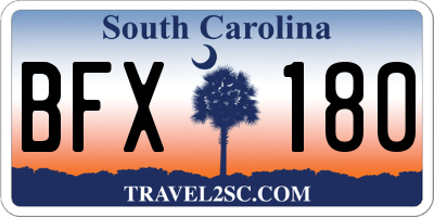 SC license plate BFX180