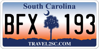 SC license plate BFX193