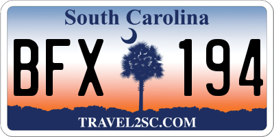SC license plate BFX194