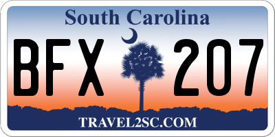 SC license plate BFX207