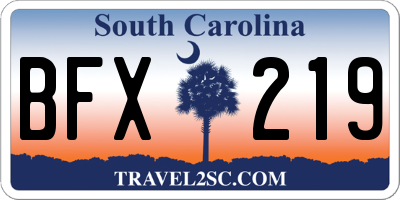 SC license plate BFX219
