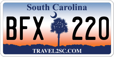 SC license plate BFX220