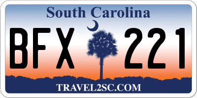 SC license plate BFX221