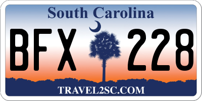 SC license plate BFX228