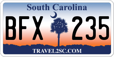 SC license plate BFX235