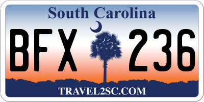 SC license plate BFX236