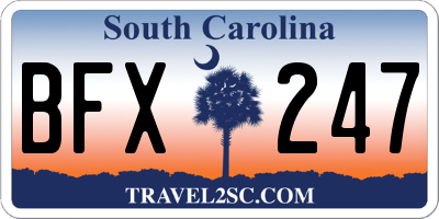 SC license plate BFX247