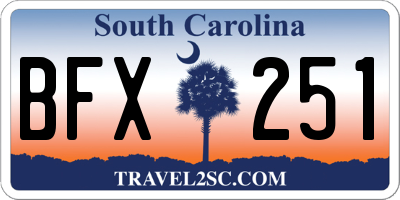 SC license plate BFX251
