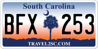 SC license plate BFX253