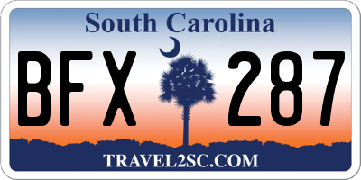 SC license plate BFX287