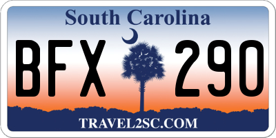 SC license plate BFX290