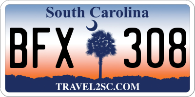 SC license plate BFX308