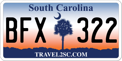 SC license plate BFX322