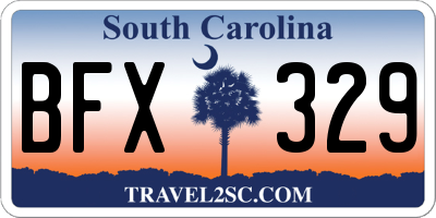 SC license plate BFX329
