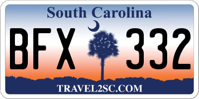 SC license plate BFX332