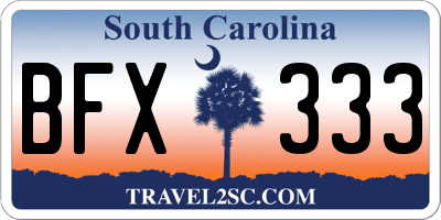 SC license plate BFX333