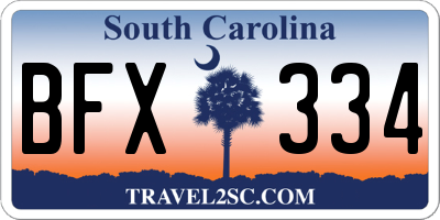 SC license plate BFX334