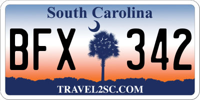 SC license plate BFX342