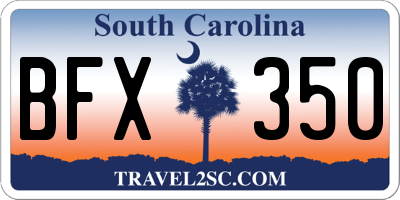 SC license plate BFX350