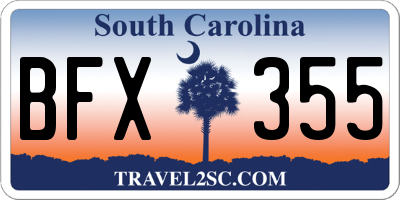 SC license plate BFX355
