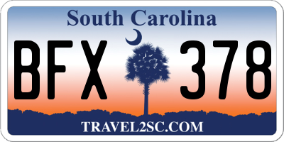 SC license plate BFX378