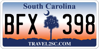 SC license plate BFX398