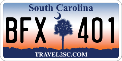SC license plate BFX401