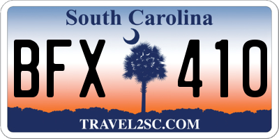 SC license plate BFX410