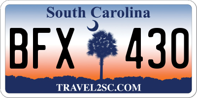 SC license plate BFX430