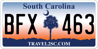 SC license plate BFX463