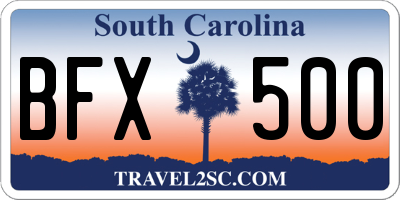 SC license plate BFX500