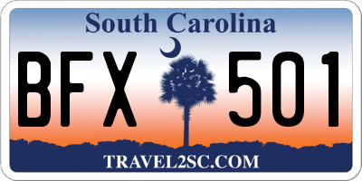 SC license plate BFX501