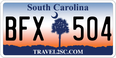 SC license plate BFX504
