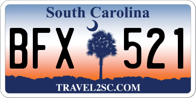 SC license plate BFX521