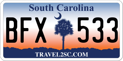 SC license plate BFX533