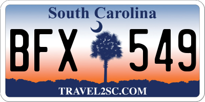 SC license plate BFX549