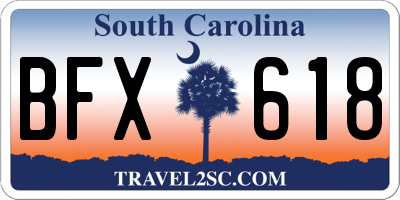 SC license plate BFX618