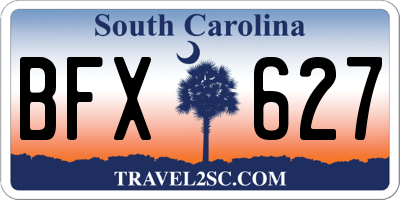 SC license plate BFX627