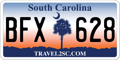 SC license plate BFX628