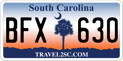 SC license plate BFX630