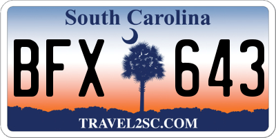 SC license plate BFX643