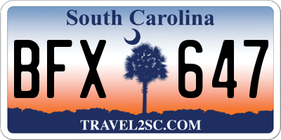 SC license plate BFX647