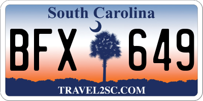 SC license plate BFX649