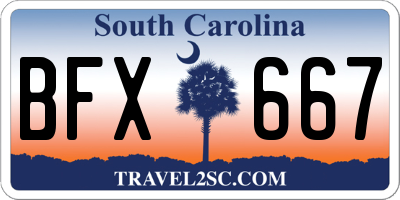 SC license plate BFX667