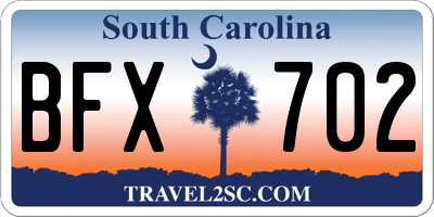 SC license plate BFX702