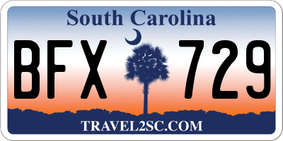 SC license plate BFX729