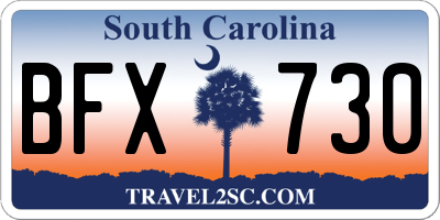 SC license plate BFX730