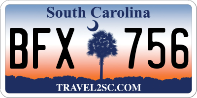 SC license plate BFX756