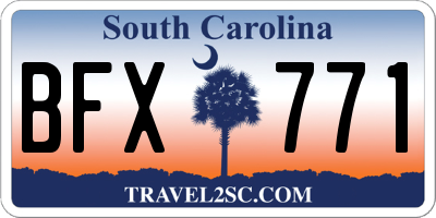 SC license plate BFX771